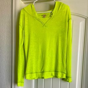 Mossimo Supply super lightweight hooded long sleeve shirt, neon yellow/green